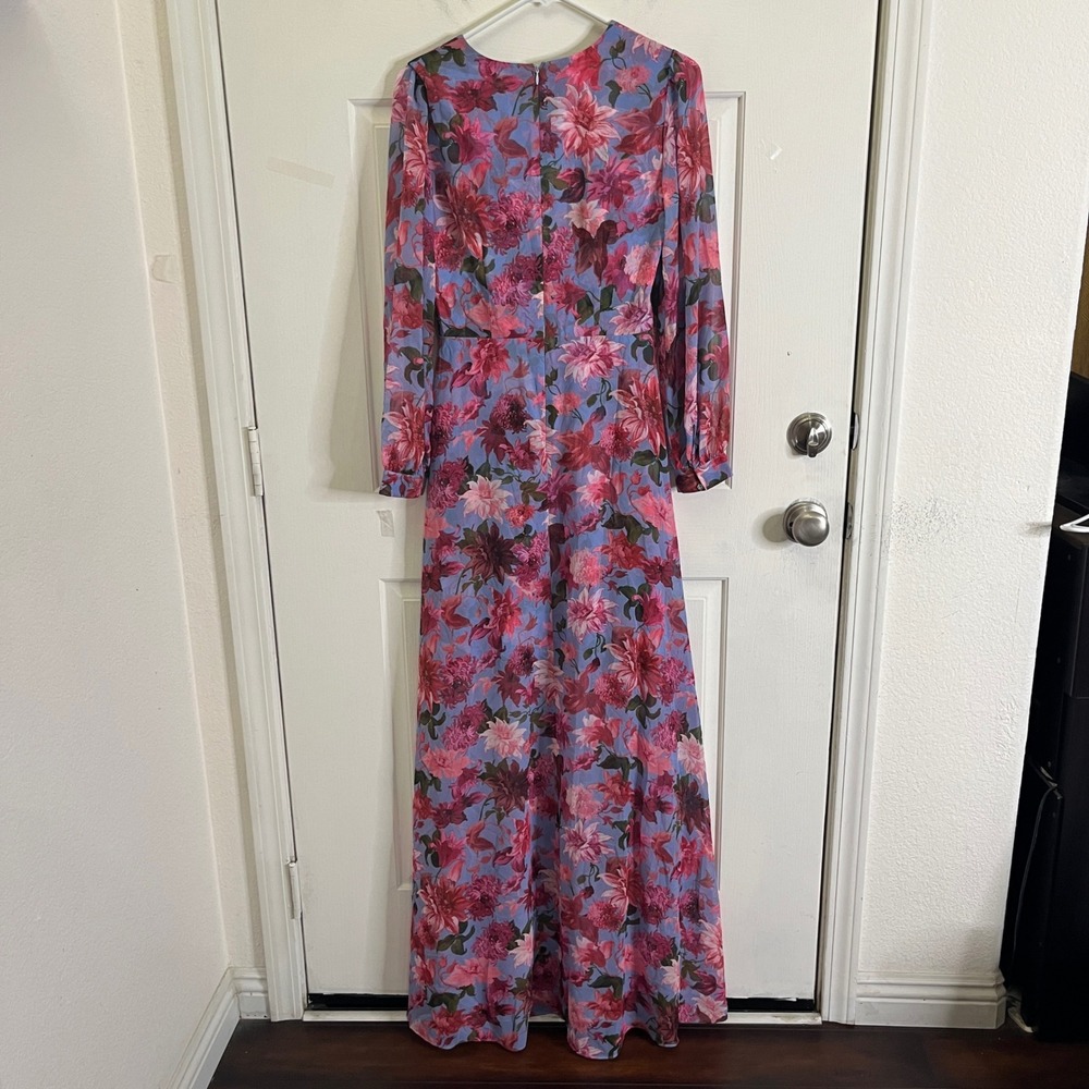 Sachin & Babi Penny Gown Women 0 Pink Periwinkle Floral Maxi Dress NEW $595 - Picture 6 of 13